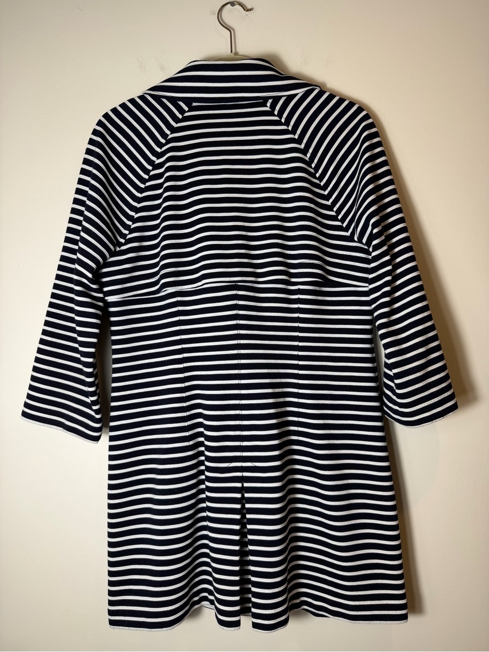 CAbi Maritime Navy White Striped Knit Trench Jacket Coat Double Breasted Medium - Picture 5 of 13